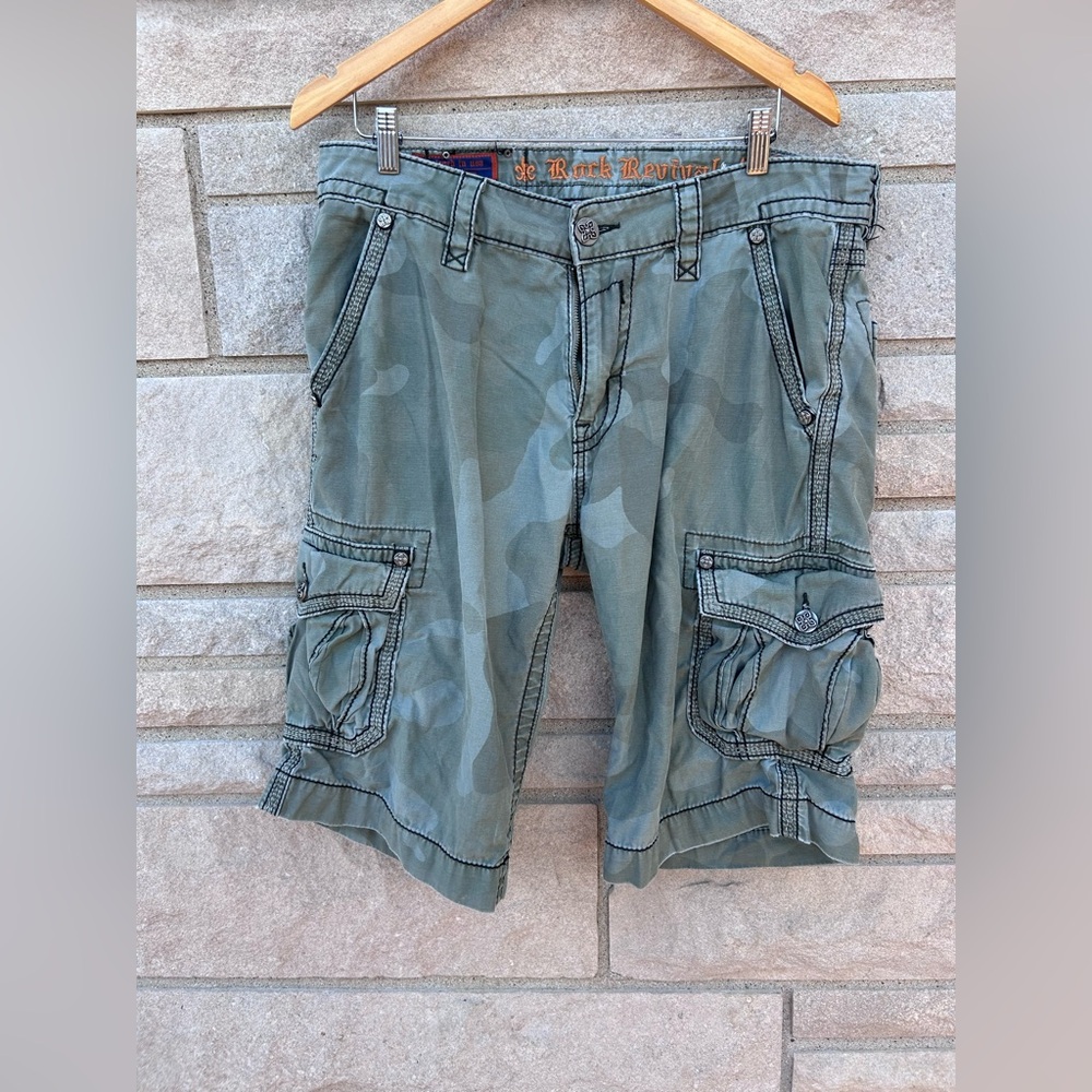 Rock Revival Classic Camouflage Camo Casual Cotton Cargo Shorts Mens W34/L24